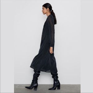 Zara Smocked Mesh Glitter Dress